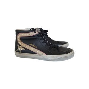 Golden Goose LTD Slide Pink Suede Flash Pearls Black Leather Sneakers sz 41